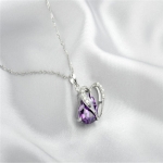 Fashion Women Heart Crystal Rhinestone Silver Chain Pendant Necklace Jewelry